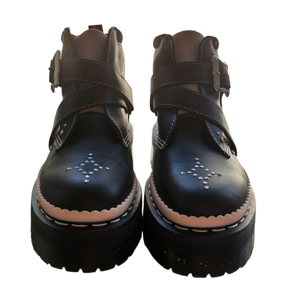 Dr. Martens Docs Black Caitie Leather Powder Pink Platform Boots - Picture 5 of 11